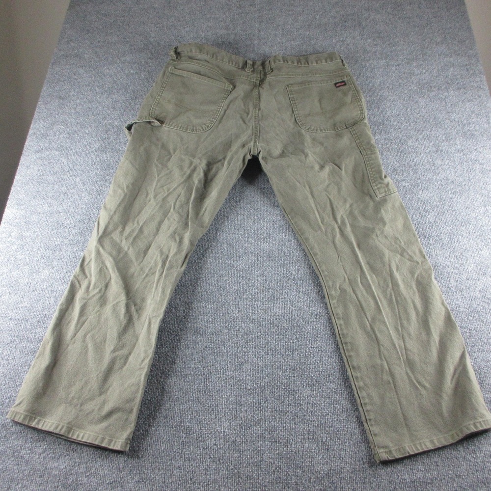 Dickies Pants Mens 40x30 Green Relaxed Stretch Canvas Carpenter Workwear Pockets